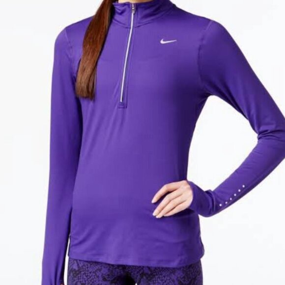 Nike Dri-Fit Vintage Purple Half Zip Long Sleeve Running Top XS - Picture 1 of 6